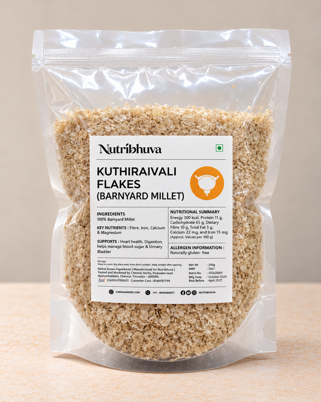 Kuthiraivali Flakes (Barnyard Millet) 200gm