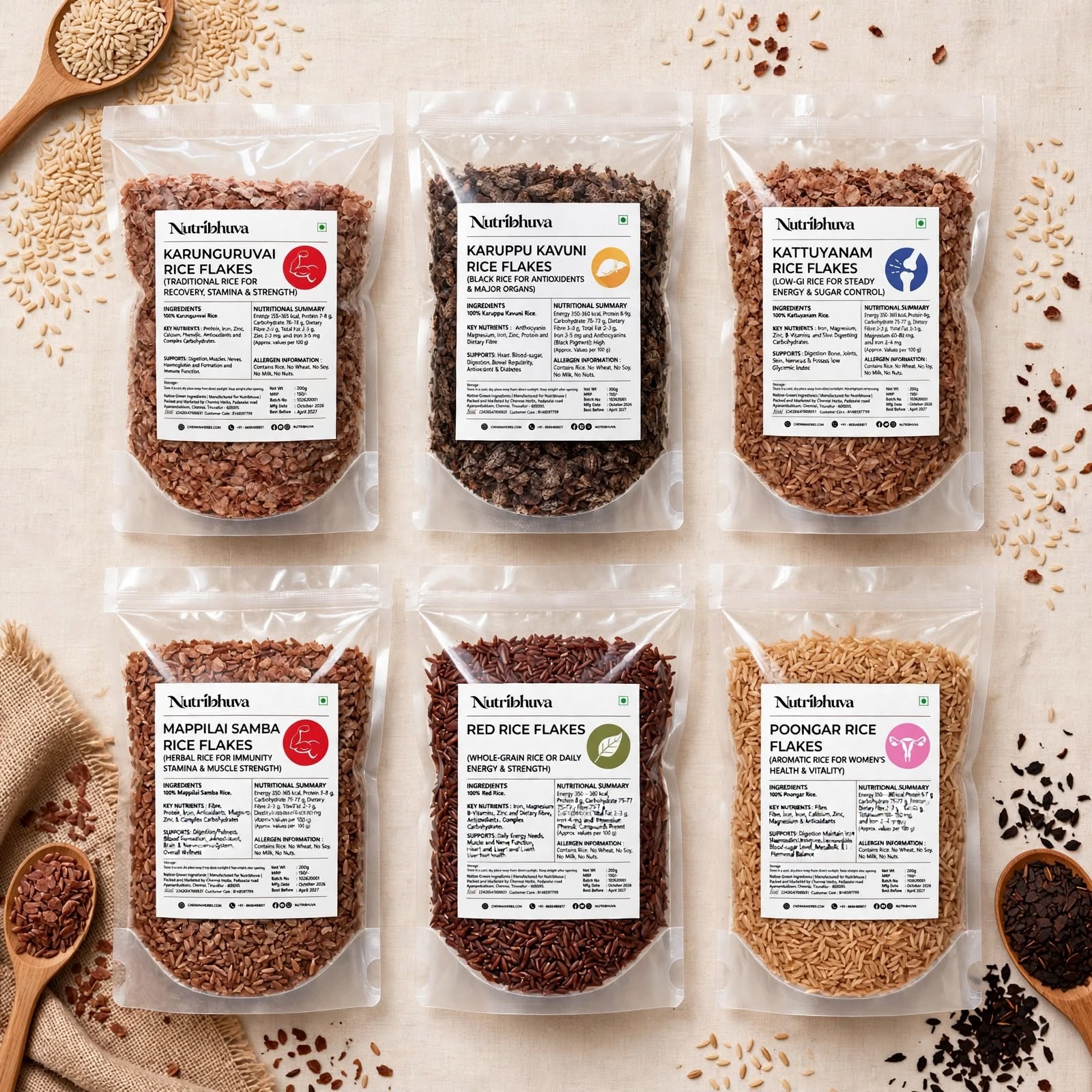 Rice Flakes Combo (Set Of 6) 200gm each