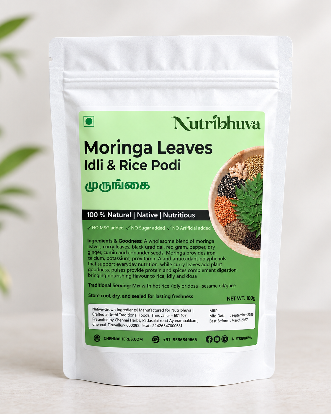 Moringa Leaves Idli & Rice Podi