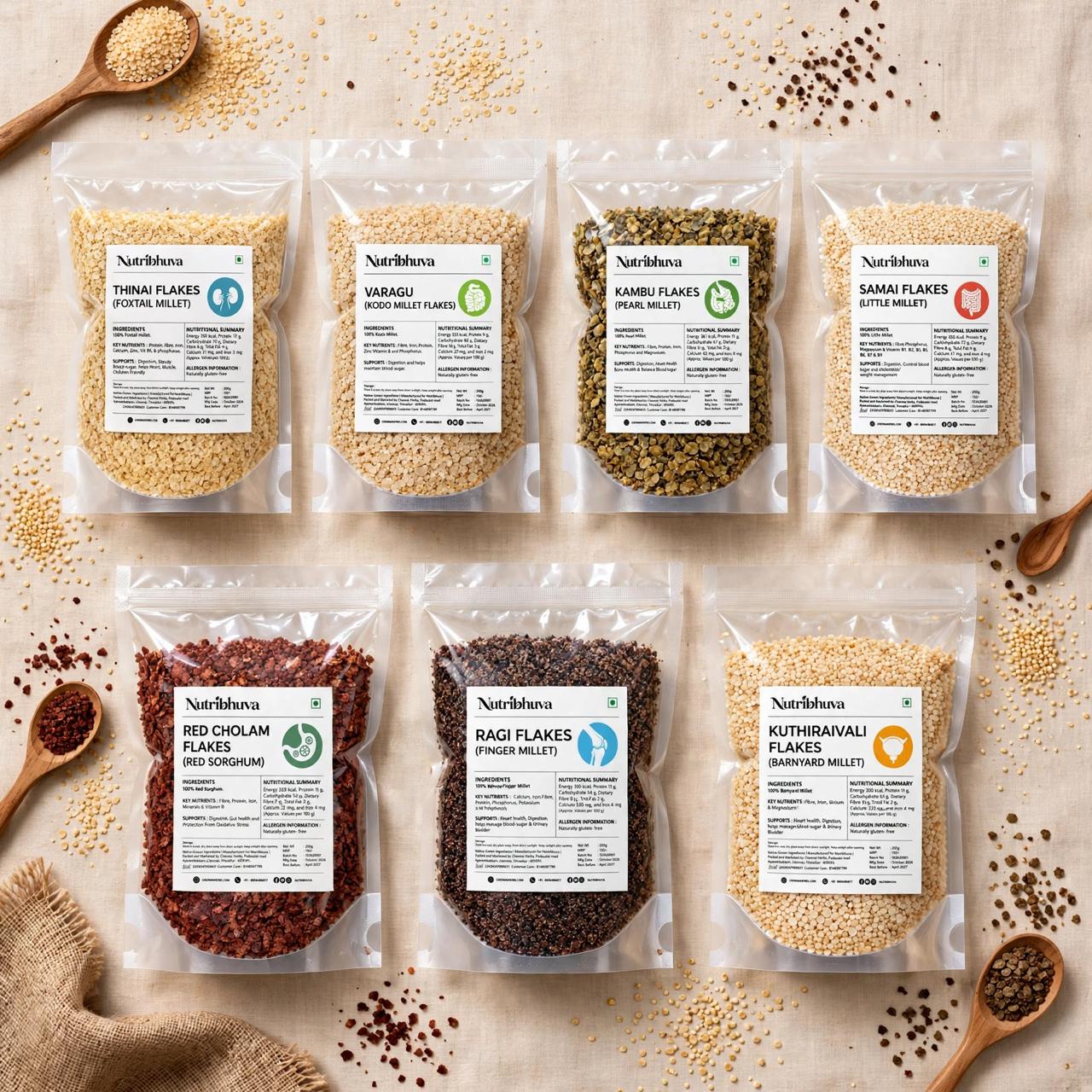Millet Flakes Combo (Set Of 7) 200gm each