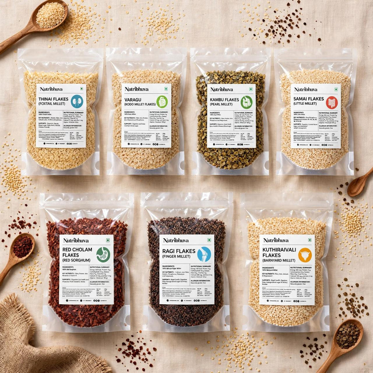 Millet Flakes Combo (Set Of 7) 200gm each